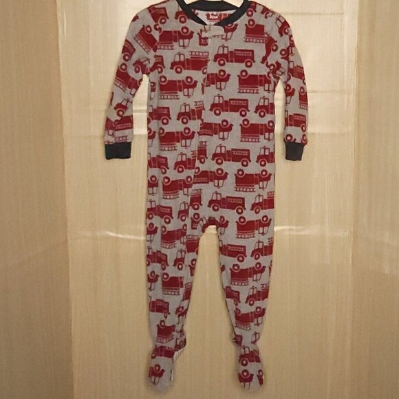 Carter's Toddler Boys Red Grey Firetruck Fleece Footie Pajamas 2T - Picture 1 of 5